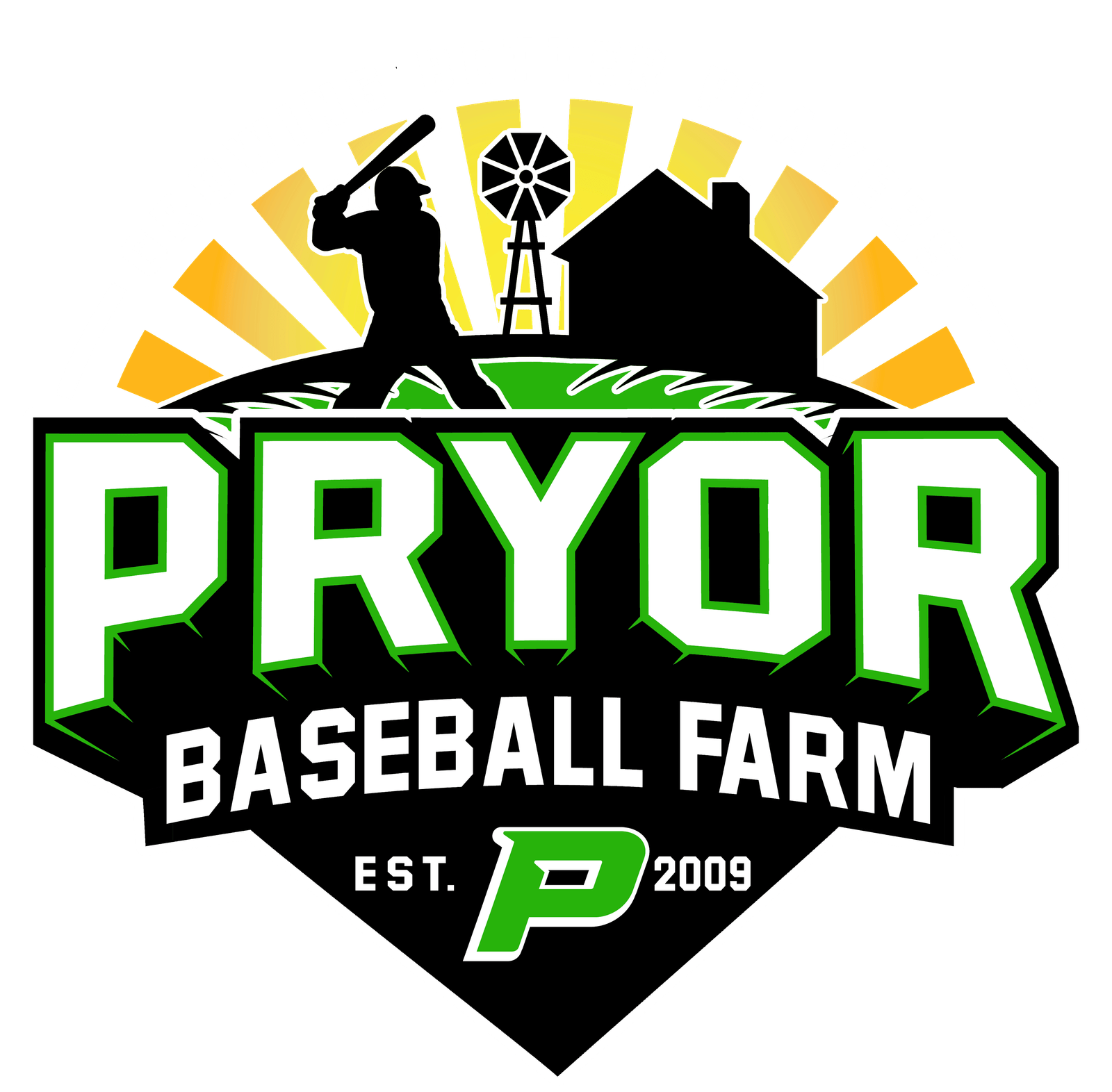 Pryor Baseball Farm Logo (Yellow Sunburst)